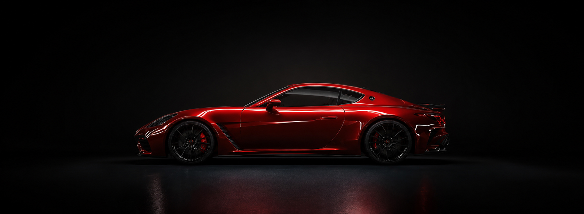 Red sports car protected with Cosmo PPF